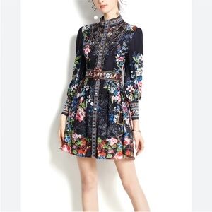 Dalia MacPhee midi dress with waist belt NWT